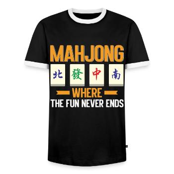 Mahjong Mah Jong Chinesisches Spiel Mah Jongg - Männer Kontrast-T-Shirt - Schwarz/Weiß - Vorne - AI Model Female 172 light (172cm) & AI Model Male 178 light (178cm)