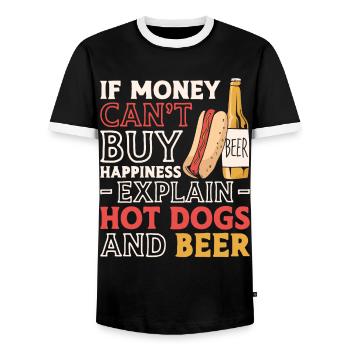Hot Dog Adult Beer If Money Can't - Männer Kontrast-T-Shirt - Schwarz/Weiß - Vorne - AI Model Female 172 light (172cm) & AI Model Male 178 light (178cm)