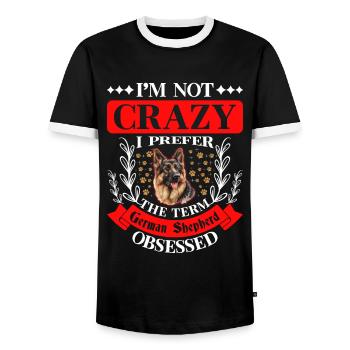 German Shepherd NOT CRAZY GERMAN SEHPHERD - Men's Ringer Shirt - black/white - Front - AI Model Female 172 light (172cm) & AI Model Male 178 light (178cm)