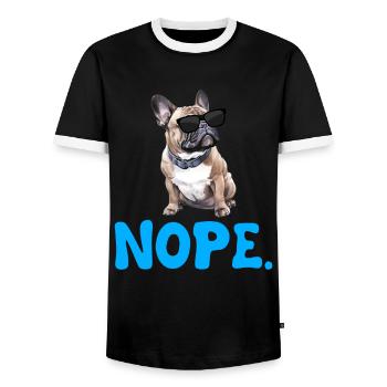 Bouledogue français Stur NOPE Frenchie - T-shirt contrasté Homme - noir/blanc - Devant - AI Model Female 172 light (172cm) & AI Model Male 178 light (178cm)