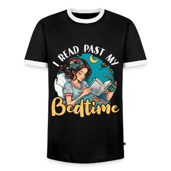 Reading I Read Past My Bedtime Loves Reading Books - Men's Ringer Shirt - black/white - Front - AI Model Female 172 light (172cm) & AI Model Male 178 light (178cm)