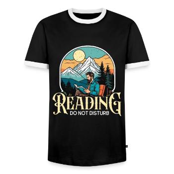 Lecture Ne pas déranger Rat de bibliothèque Littérature livresque - T-shirt contrasté Homme - noir/blanc - Devant - AI Model Female 172 light (172cm) & AI Model Male 178 light (178cm)