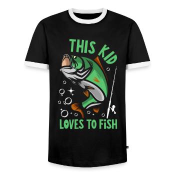 Dieses Kind liebt das Angeln - Männer Kontrast-T-Shirt - Schwarz/Weiß - Vorne - AI Model Female 172 light (172cm) & AI Model Male 178 light (178cm)