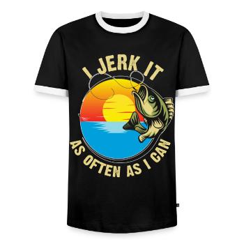 Je le branle aussi souvent que je peux - T-shirt contrasté Homme - noir/blanc - Devant - AI Model Female 172 light (172cm) & AI Model Male 178 light (178cm)