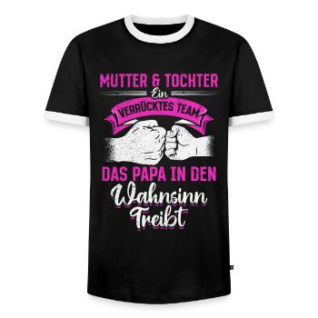 Mutter & Tochter Zusammen unschlagbar - Männer Kontrast-T-Shirt - Schwarz/Weiß - Vorne - AI Model Female 172 light (172cm) & AI Model Male 178 light (178cm)