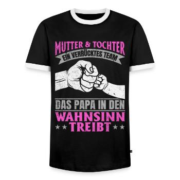 Mutter & Tochter Zusammen unschlagbar - Männer Kontrast-T-Shirt - Schwarz/Weiß - Vorne - AI Model Female 172 light (172cm) & AI Model Male 178 light (178cm)