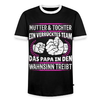 Mutter & Tochter Zusammen unschlagbar - Männer Kontrast-T-Shirt - Schwarz/Weiß - Vorne - AI Model Female 172 light (172cm) & AI Model Male 178 light (178cm)