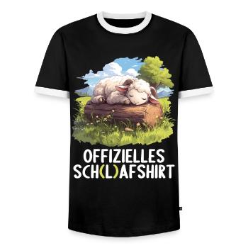 Chemise officielle de mouton Chemise de nuit officielle - T-shirt contrasté Homme - noir/blanc - Devant - AI Model Female 172 light (172cm) & AI Model Male 178 light (178cm)