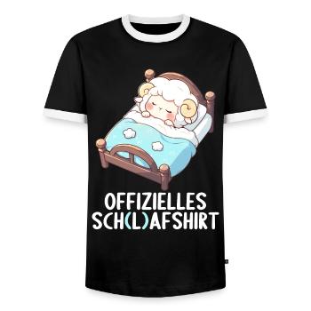 Chemise officielle de mouton Chemise de nuit officielle - T-shirt contrasté Homme - noir/blanc - Devant - AI Model Female 172 light (172cm) & AI Model Male 178 light (178cm)