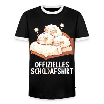 Chemise officielle de mouton Chemise de nuit officielle - T-shirt contrasté Homme - noir/blanc - Devant - AI Model Female 172 light (172cm) & AI Model Male 178 light (178cm)