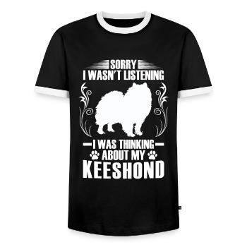 I was thinking of Wolfspitz Keeshond - Men's Ringer Shirt - black/white - Front - AI Model Female 172 light (172cm) & AI Model Male 178 light (178cm)