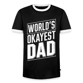 World's Okayest Dad Unique Style - Men's Ringer Shirt - black/white - Front - AI Model Female 172 light (172cm) & AI Model Male 178 light (178cm)