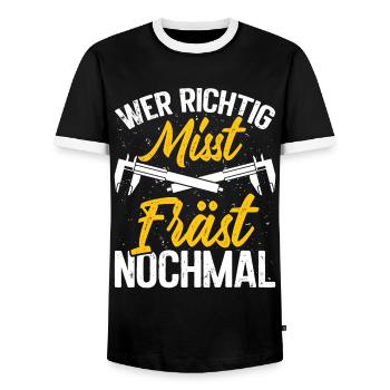 Cutting machine operator profession Master machinist CNC - Men's Ringer Shirt - black/white - Front - AI Model Female 172 light (172cm) & AI Model Male 178 light (178cm)