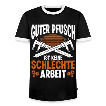 Profession de fraiseuse CNC Machiniste Opérateur de machine de découpe - T-shirt contrasté Homme - noir/blanc - Devant - AI Model Female 172 light (172cm) & AI Model Male 178 light (178cm)