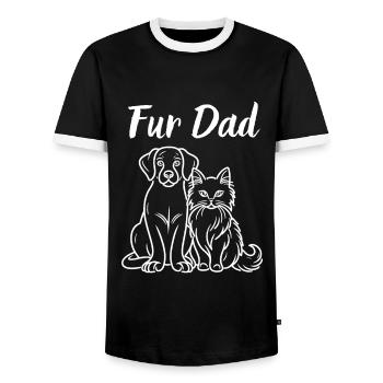 Fur Dad Vater Vatertag Hund Katze Haustier Welpe - Männer Kontrast-T-Shirt - Schwarz/Weiß - Vorne - AI Model Female 172 light (172cm) & AI Model Male 178 light (178cm)