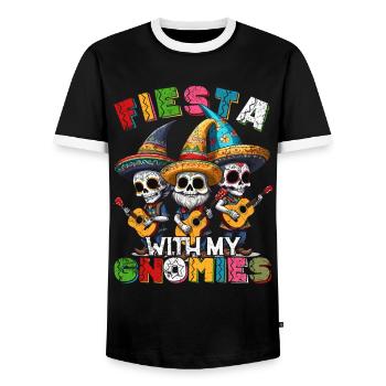 Gnome Dwarves Funny Fiesta Mexican - Men's Ringer Shirt - black/white - Front - AI Model Female 172 light (172cm) & AI Model Male 178 light (178cm)