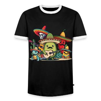 Funny Fiesta Squad Style Vacances Mexicaines - T-shirt contrasté Homme - noir/blanc - Devant - AI Model Female 172 light (172cm) & AI Model Male 178 light (178cm)