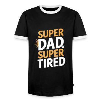 Super papa super fatigué sujet unique - T-shirt contrasté Homme - noir/blanc - Devant - AI Model Female 172 light (172cm) & AI Model Male 178 light (178cm)