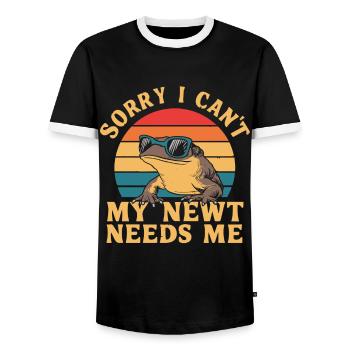 Funny newt saying - Men's Ringer Shirt - black/white - Front - AI Model Female 172 light (172cm) & AI Model Male 178 light (178cm)