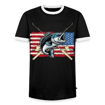 Poisson bar - T-shirt contrasté Homme - noir/blanc - Devant - AI Model Female 172 light (172cm) & AI Model Male 178 light (178cm)