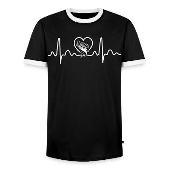 Barschfisch Herzschlag - Männer Kontrast-T-Shirt - Schwarz/Weiß - Vorne - AI Model Female 172 light (172cm) & AI Model Male 178 light (178cm)