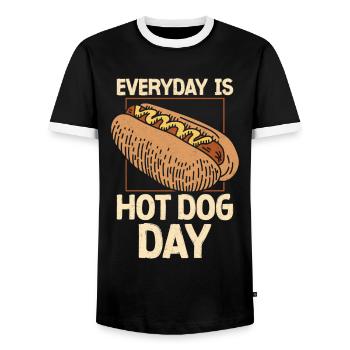 Hot Dog Adult Every Day Is Hot Dog - Men's Ringer Shirt - black/white - Front - AI Model Female 172 light (172cm) & AI Model Male 178 light (178cm)