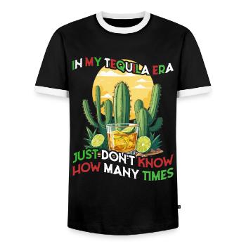 Funny Tequila Era Cinco De Mayo Iconic - Men's Ringer Shirt - black/white - Front - AI Model Female 172 light (172cm) & AI Model Male 178 light (178cm)