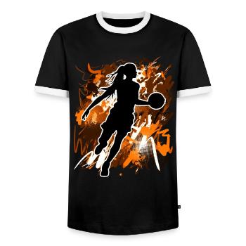 Basketball Basketball Women Basketball - Men's Ringer Shirt - black/white - Front - AI Model Female 172 light (172cm) & AI Model Male 178 light (178cm)