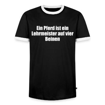Reiten - Ein Pferd ist ein Lehrmeister auf vier - Männer Kontrast-T-Shirt - Schwarz/Weiß - Vorne - AI Model Female 172 light (172cm) & AI Model Male 178 light (178cm)