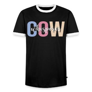 Éleveur de vaches Éleveur de vaches Élevage de vaches - T-shirt contrasté Homme - noir/blanc - Devant - AI Model Female 172 light (172cm) & AI Model Male 178 light (178cm)