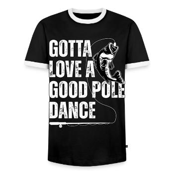 Il faut aimer une bonne pole dance - T-shirt contrasté Homme - noir/blanc - Devant - AI Model Female 172 light (172cm) & AI Model Male 178 light (178cm)