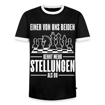 Schachmeister Schachfiguren Schachspieler - Männer Kontrast-T-Shirt - Schwarz/Weiß - Vorne - AI Model Female 172 light (172cm) & AI Model Male 178 light (178cm)