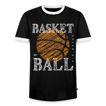 Basketball Basketballer - Männer Kontrast-T-Shirt - Schwarz/Weiß - Vorne - AI Model Female 172 light (172cm) & AI Model Male 178 light (178cm)