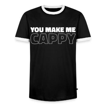 Capybara Capybara Don't Worry Be Cappy - Men's Ringer Shirt - black/white - Front - AI Model Female 172 light (172cm) & AI Model Male 178 light (178cm)
