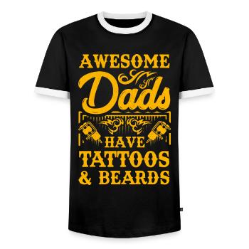 Awesome Dads have Tattoos and Beards - Men's Ringer Shirt - black/white - Front - AI Model Female 172 light (172cm) & AI Model Male 178 light (178cm)