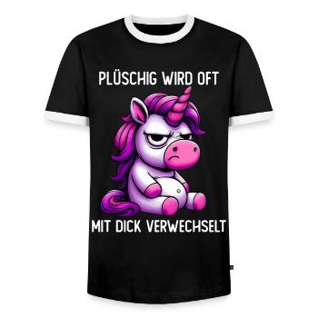 La peluche est souvent confondue avec l’épais - T-shirt contrasté Homme - noir/blanc - Devant - AI Model Female 172 light (172cm) & AI Model Male 178 light (178cm)