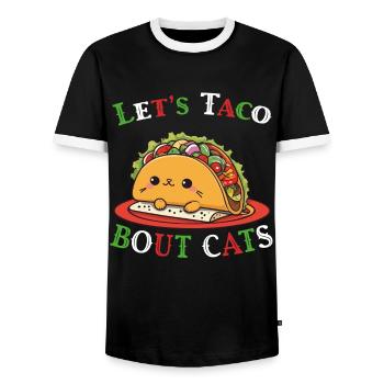 Funny Taco Cat Cinco De Mayo Fiesta - Men's Ringer Shirt - black/white - Front - AI Model Female 172 light (172cm) & AI Model Male 178 light (178cm)