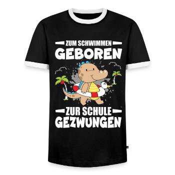 Zum Schwimmen Geboren Zur Schule Gezwungen - Männer Kontrast-T-Shirt - Schwarz/Weiß - Vorne - AI Model Female 172 light (172cm) & AI Model Male 178 light (178cm)