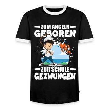 Nés pour pêcher, forcés d’aller à l’école - T-shirt contrasté Homme - noir/blanc - Devant - AI Model Female 172 light (172cm) & AI Model Male 178 light (178cm)