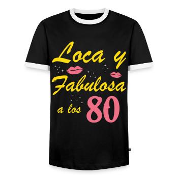 Verrückt und fabelhaft mit 80 - Männer Kontrast-T-Shirt - Schwarz/Weiß - Vorne - AI Model Female 172 light (172cm) & AI Model Male 178 light (178cm)