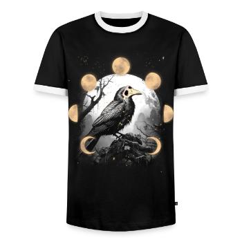 Raven Raven Crow Crow Plague Plague Mask Bird - Men's Ringer Shirt - black/white - Front - AI Model Female 172 light (172cm) & AI Model Male 178 light (178cm)