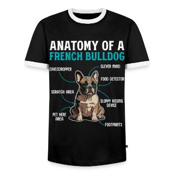 Anatomie einer Französischen Bulldogge - Männer Kontrast-T-Shirt - Schwarz/Weiß - Vorne - AI Model Female 172 light (172cm) & AI Model Male 178 light (178cm)