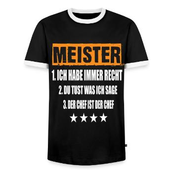 Master - Men's Ringer Shirt - black/white - Front - AI Model Female 172 light (172cm) & AI Model Male 178 light (178cm)