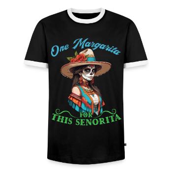 Señorita a besoin du design de Margarita Cinco de Mayo - T-shirt contrasté Homme - noir/blanc - Devant - AI Model Female 172 light (172cm) & AI Model Male 178 light (178cm)