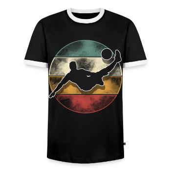 Soccer Soccer Players - Men's Ringer Shirt - black/white - Front - AI Model Female 172 light (172cm) & AI Model Male 178 light (178cm)