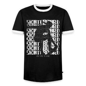 Skateboard Skater Skaten - Männer Kontrast-T-Shirt - Schwarz/Weiß - Vorne - AI Model Female 172 light (172cm) & AI Model Male 178 light (178cm)