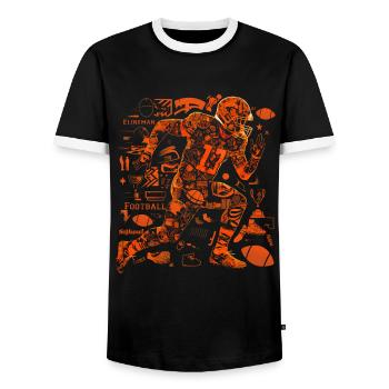 American Football Tshirt Men's Kids Football - Men's Ringer Shirt - black/white - Front - AI Model Female 172 light (172cm) & AI Model Male 178 light (178cm)