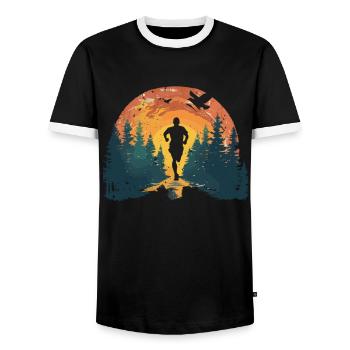 Running design for runners at the marathon - Men's Ringer Shirt - black/white - Front - AI Model Female 172 light (172cm) & AI Model Male 178 light (178cm)