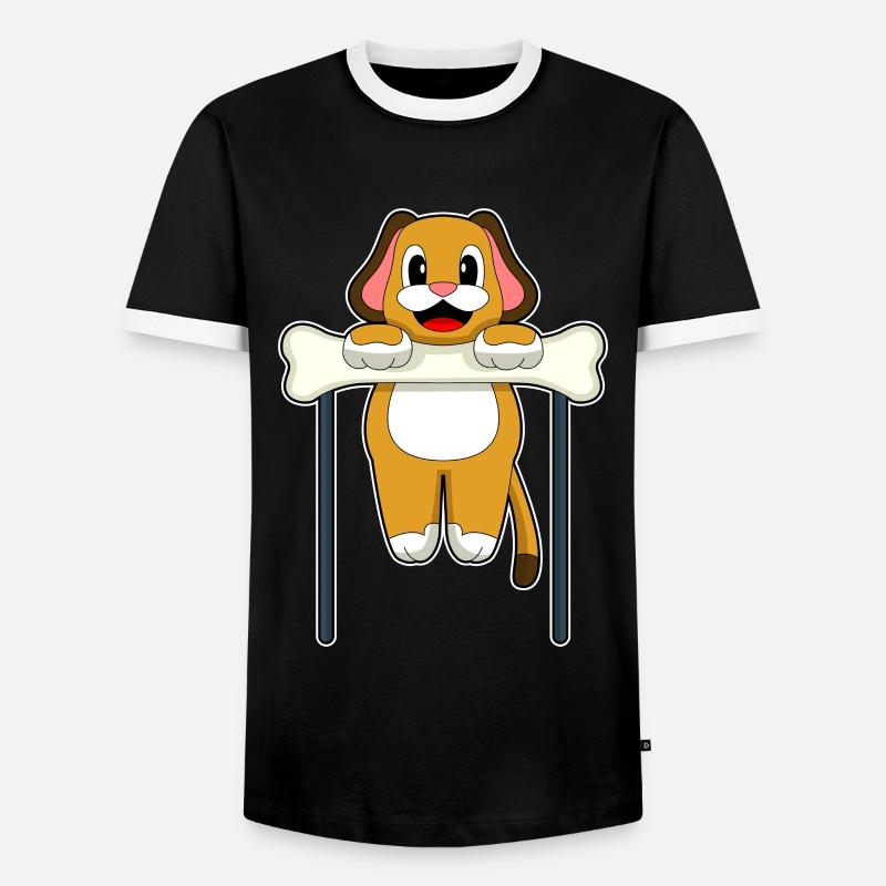 Dog Bodybuilding Pull-ups - Men's Ringer Shirt - black/white