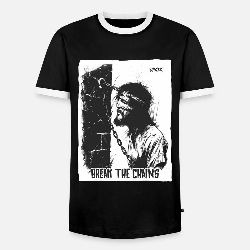 Suffering man, break the chains - Men's Ringer Shirt - black/white